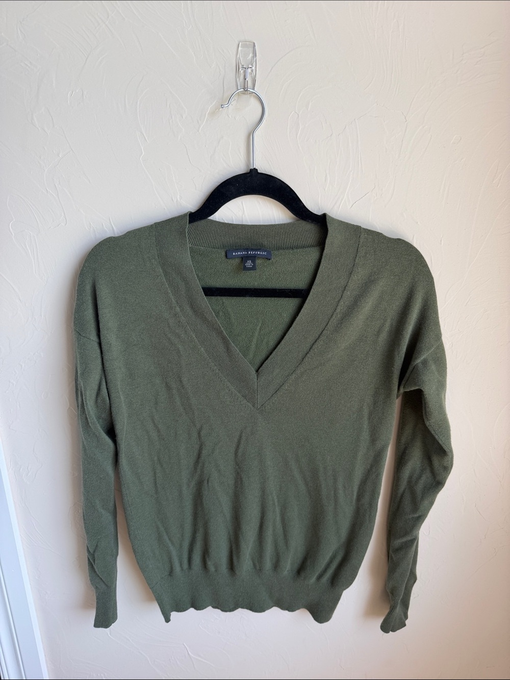 Banana Republic Olive Green V-Neck Sweater